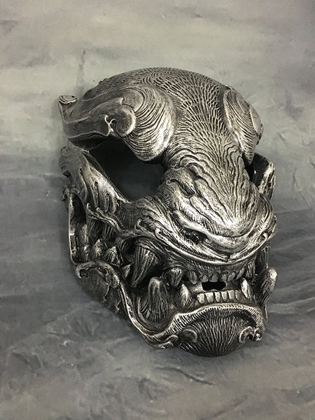 ANTIQUE SILVER ORNATE PANTHER MASK