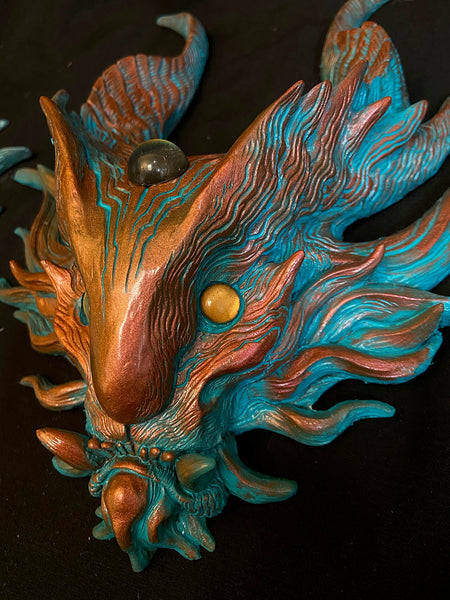 PANOPTES BEAST WALL SCULPTURE- COPPER AND TEAL