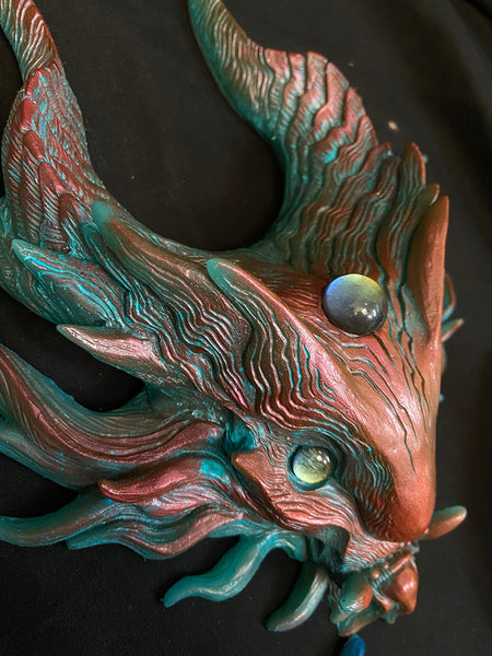 PANOPTES BEAST WALL SCULPTURE- COPPER AND TEAL
