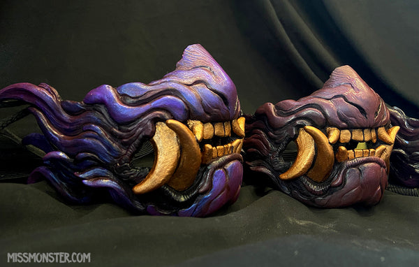 SNARL HALF MASK- IRIDESCENT PURPLE WITH GOLD