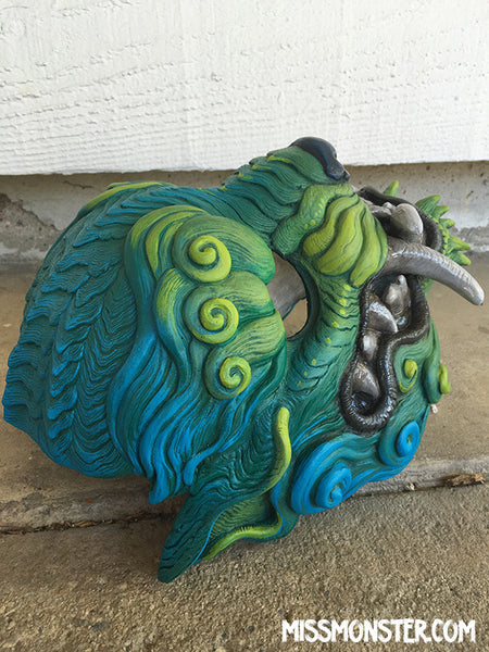 PAINTED READY TO WEAR SENTINEL MASK- SEA MONSTER GREEN
