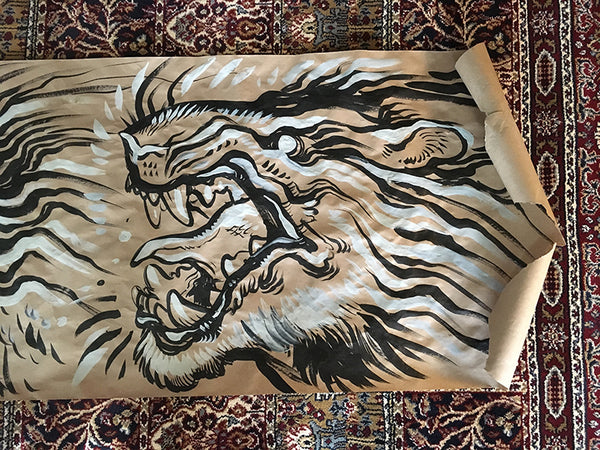 MURAL INK DRAWING- TIGERS