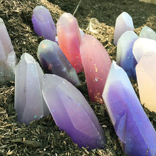 GARDEN CRYSTAL- CAST URETHANE GLOW IN THE DARK- IRIDESCENTS (RAINBOW)