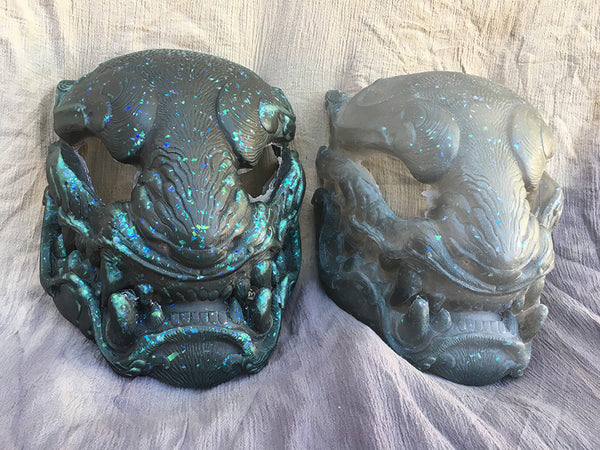 OPAL FLAKE- GLOW IN THE DARK TRANSLUCENT BLANK PANTHER MASK