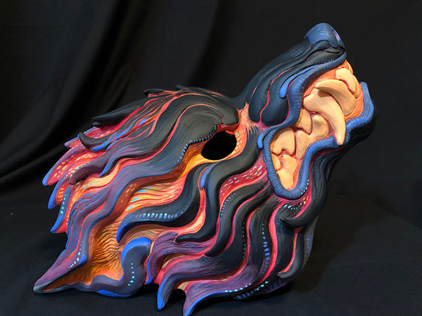 NEON LAVA WAVEWOLF MASK- HAND PAINTED