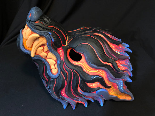 NEON LAVA WAVEWOLF MASK- HAND PAINTED