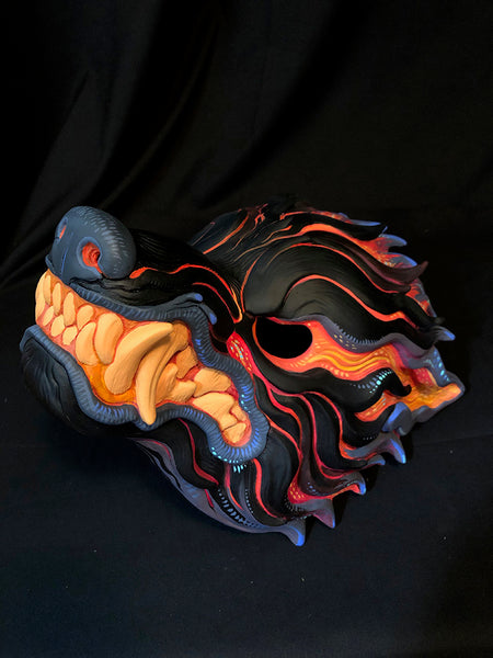 NEON LAVA WAVEWOLF MASK- HAND PAINTED