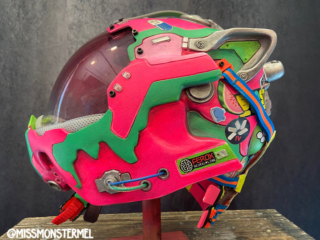 bubblegum crisis motorcycle helmet HANDMADE PROP HELMET- BUBBLEGUM NOSTALGIA SHITTY KITTY S.O.S HELMET – missmonster