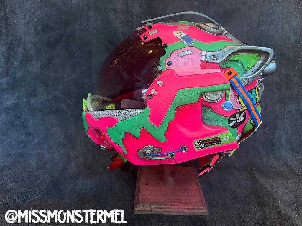 bad kitty motorcycle helmet HANDMADE PROP HELMET- BUBBLEGUM NOSTALGIA SHITTY KITTY S.O.S HELMET – missmonster