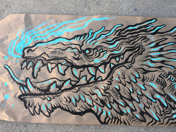 GIANT INK DRAWING MURAL- FATTIE DRAGON