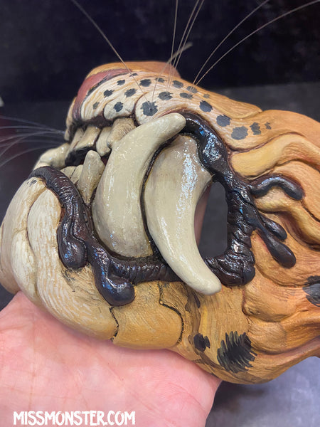 SNARL HAND PAINTED MASK- LEOPARD PATTERN
