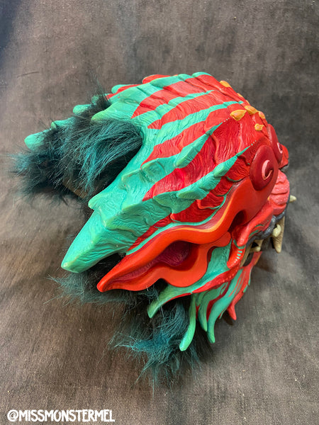 HAND PAINTED SENTINEL MASK- BRIGHT LION- MOVING JAW