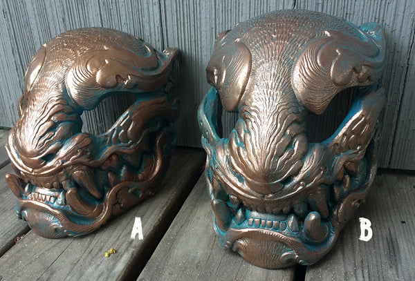 FAUX COPPER PATINA PANTHER MASK