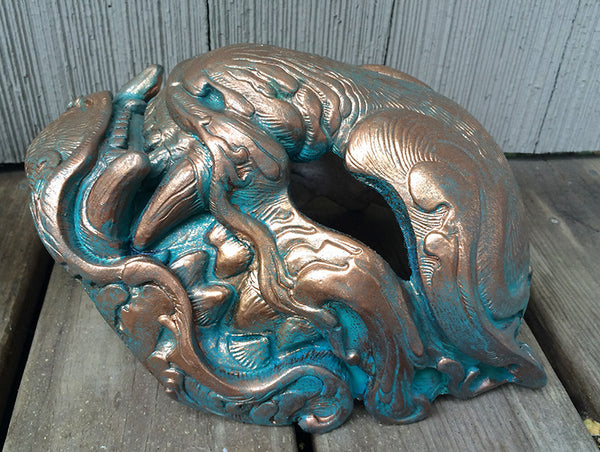 FAUX COPPER PATINA PANTHER MASK