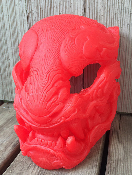 DIY BLANK- TRANSLUCENT RED, GLOW IN THE DARK PANTHER MASK- MICRO EDITION