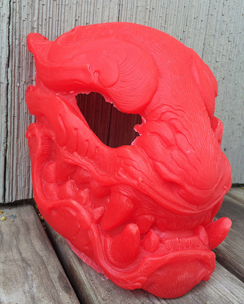 DIY BLANK- TRANSLUCENT RED, GLOW IN THE DARK PANTHER MASK- MICRO EDITION