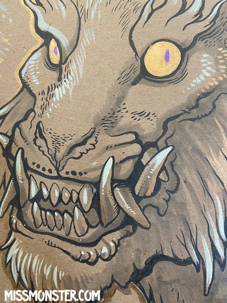 CAT CREATURE INK DRAWING