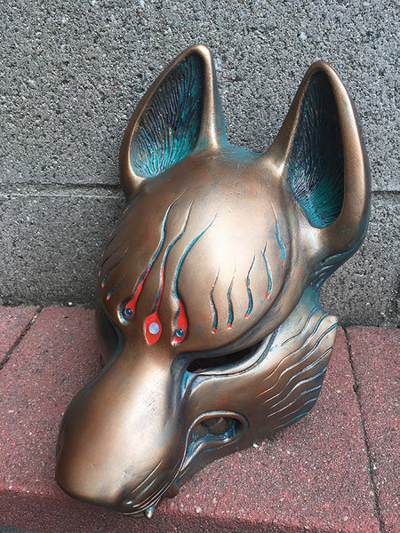 PAINTED FOX MASK- COPPER PATINA