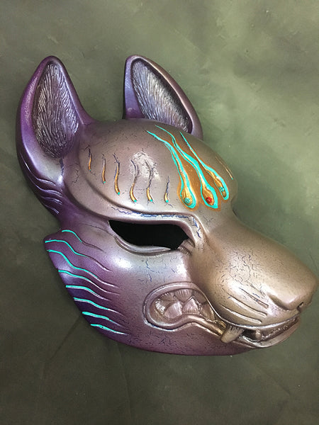 PAINTED FOX MASK- IRIDESCENT LAVENDER CRACKLE
