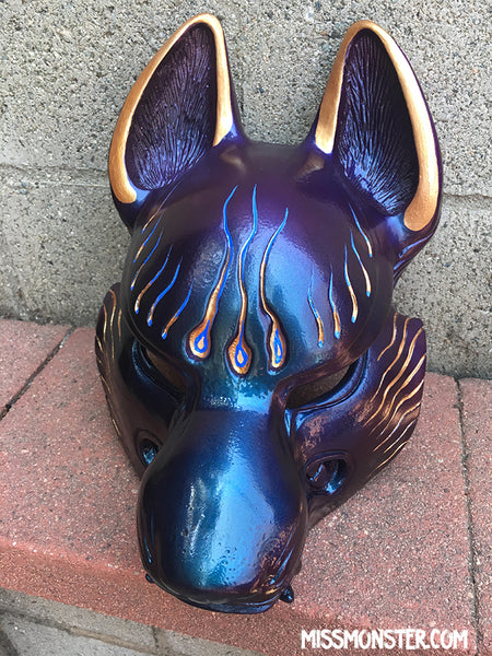 PAINTED FOX MASK- IRIDESCENT COLOR CHANGE WITH GOLD ACCENTS