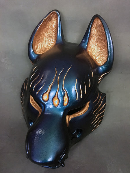 PAINTED FOX MASK- IRIDESCENT COLOR CHANGE WITH GOLD ACCENTS