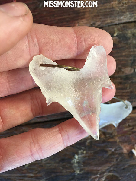 GLOW IN THE DARK URETHANE FOSSIL SHARK TOOTH PENDANT- SMALL