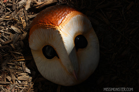 BARN OWL MASK- PAINTED AND FINISHED