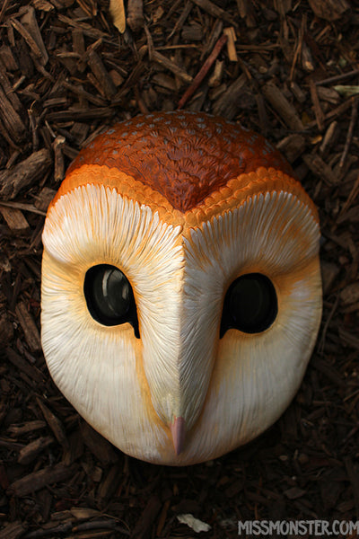 BARN OWL MASK- PAINTED AND FINISHED