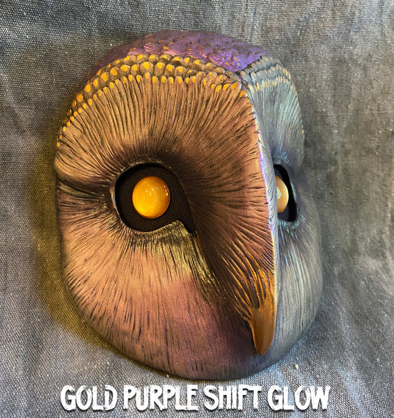 BARN OWL MASK- PURPLE SHIFT GLOW/ REALISTIC WHITE