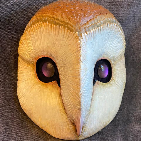 BARN OWL MASK- PURPLE SHIFT GLOW/ REALISTIC WHITE