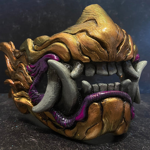 SNARL MASK- PURPLE AND GOLD - READY TO WEAR