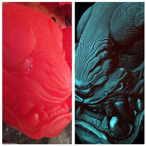 DIY BLANK- TRANSLUCENT RED, GLOW IN THE DARK PANTHER MASK- MICRO EDITION