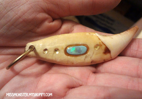 OPAL AND GOLD LEAF BEAR TOOTH