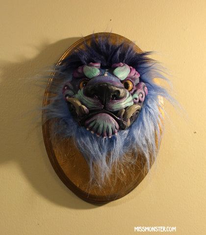 WALL MOUNTED TAXIDERMY FOO DOG BUST - RED OR BLUE