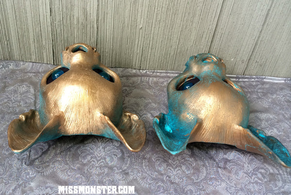PAINTED , READY TO WEAR CAT MASK- COPPER PATINA