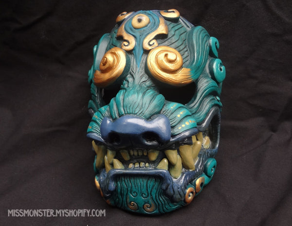 Copy of PAINTED GREEN KOMAINU MASK