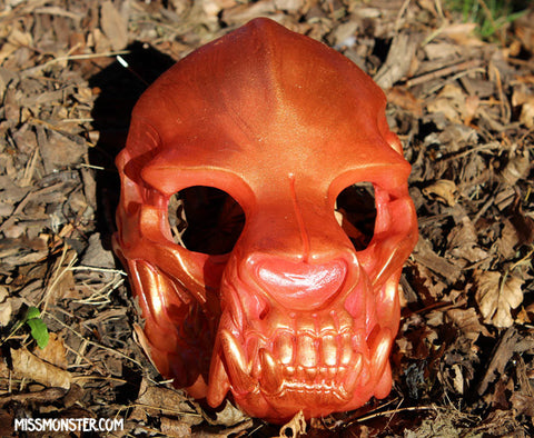 SKULL MASK- TRANSLUCENT GOLD RED