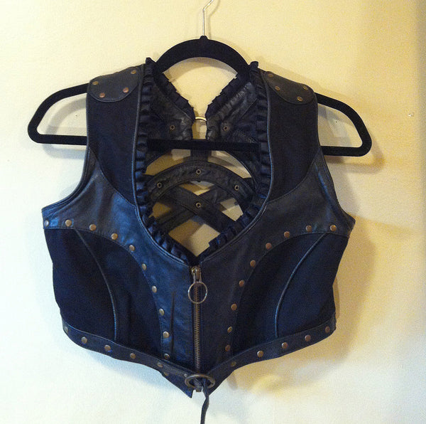 SEFIRAH FIERCE "OZ" LEATHER VEST SIZE M BLACK