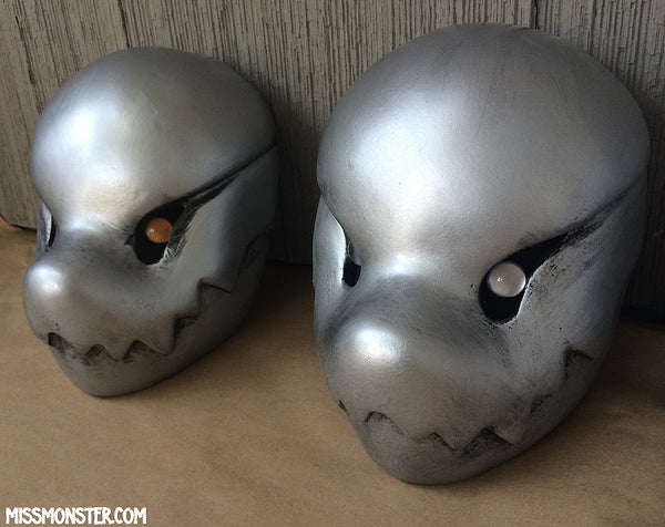 AGED SILVER CHOMPY MASK- READY TO WEAR, READY TO SHIP