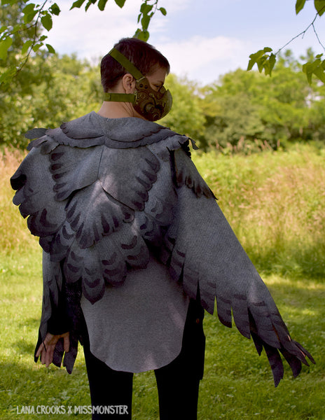 WING SHAWL WRAP- GREY OMBRE
